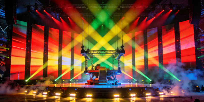 世界杯开幕式彩排现场 - 灯光舞美效果展示